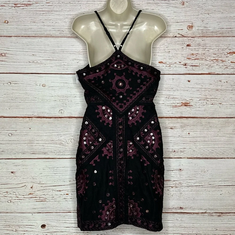 NWT Free People Black Magic Embroidered Sheath Dress Sz 10